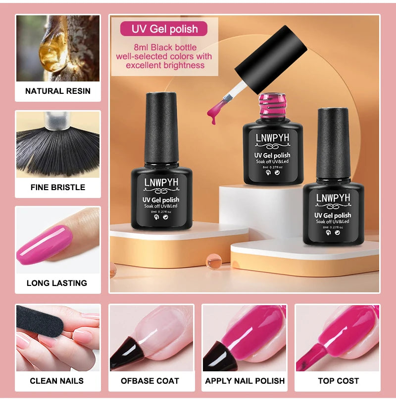 Kit Unhas em Gel Profissional com Cabine LED 36W – 10 Esmaltes + 4 Géis de Extensão | Nail Art Completo em Casa
